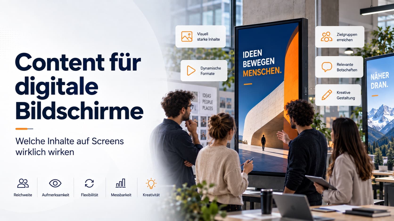 Visuell gestalteter Content für digitale Bildschirme