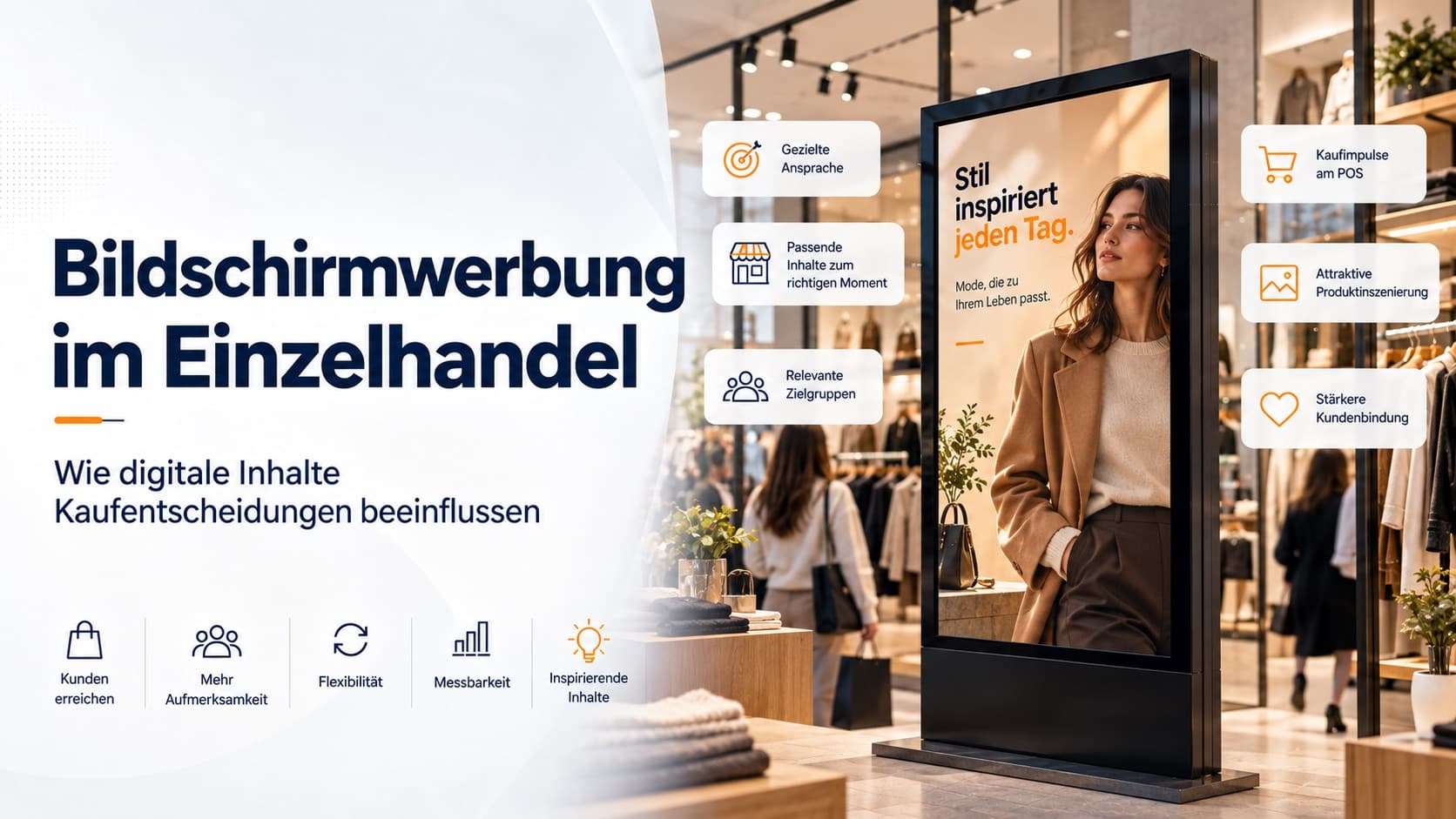 Bildschirmwerbung mit digitalen Angeboten im Einzelhandel