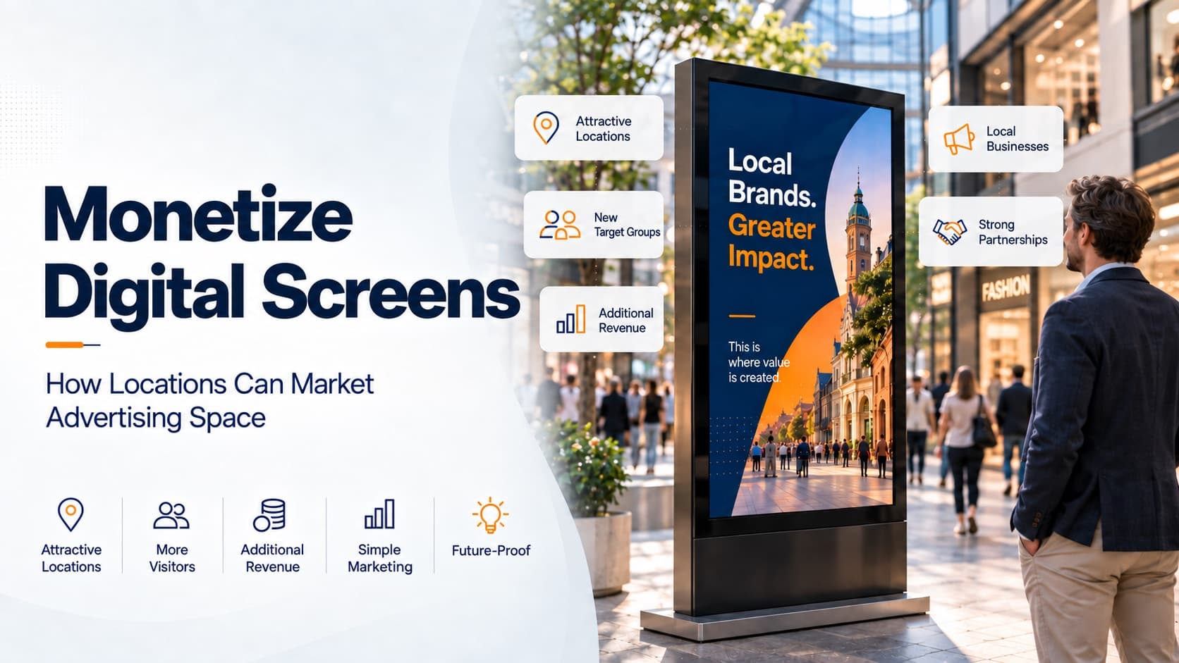 Digital screen advertising space as an additional revenue channel