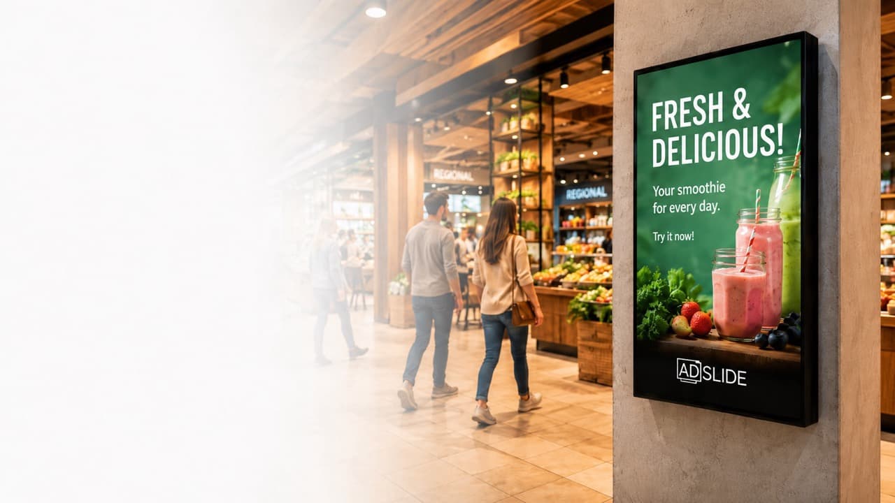 Digital advertising screen at a high-traffic location