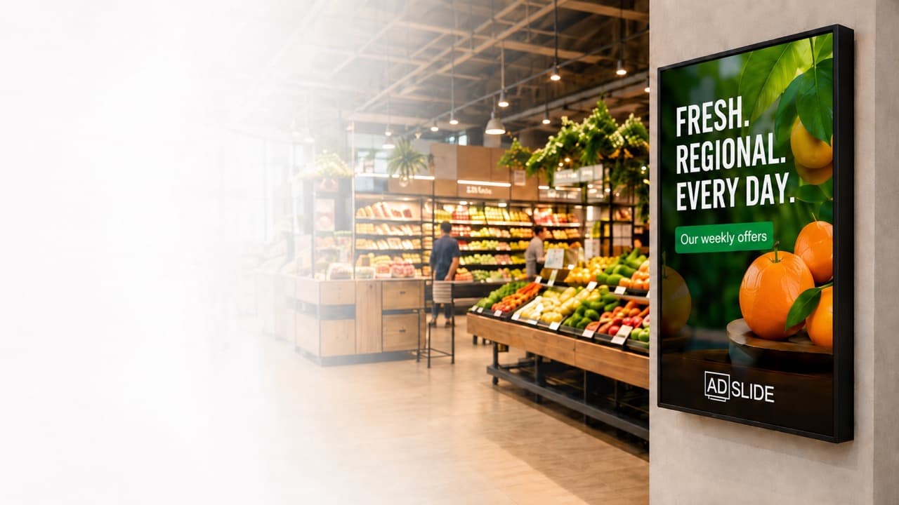 Digital signage screen in a retail store